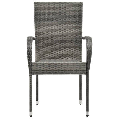 Dealsmate  Stackable Outdoor Chairs 2 pcs Grey Poly Rattan