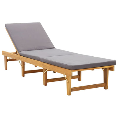 Dealsmate  Folding Sun Lounger with Cushion Solid Acacia Wood