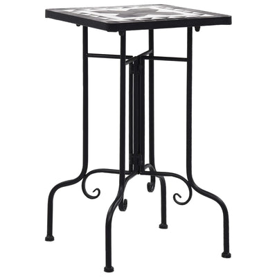 Dealsmate  Mosaic Side Table Black and White Ceramic