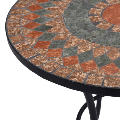Dealsmate  Mosaic Bistro Table Orange/Grey 60cm Ceramic