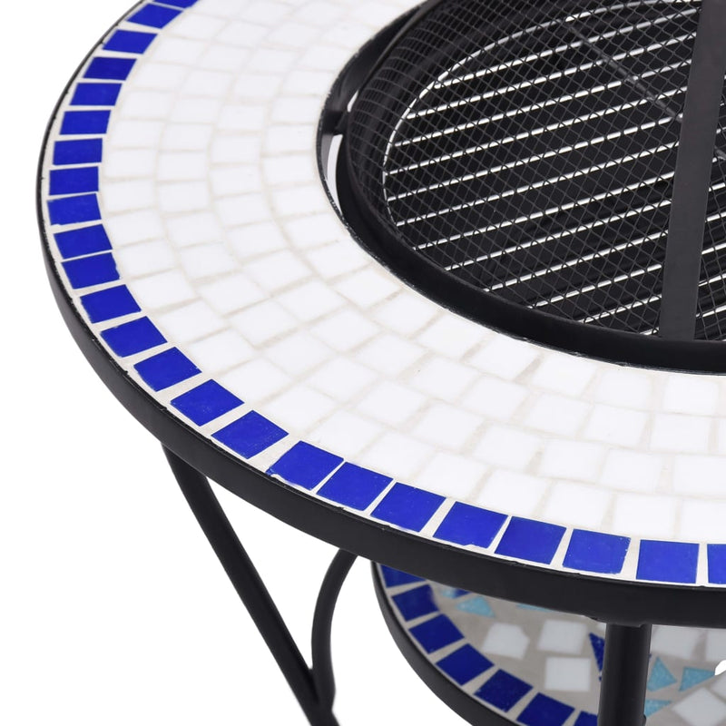 Dealsmate  Mosaic Fire Pit Table Blue and White 68 cm Ceramic