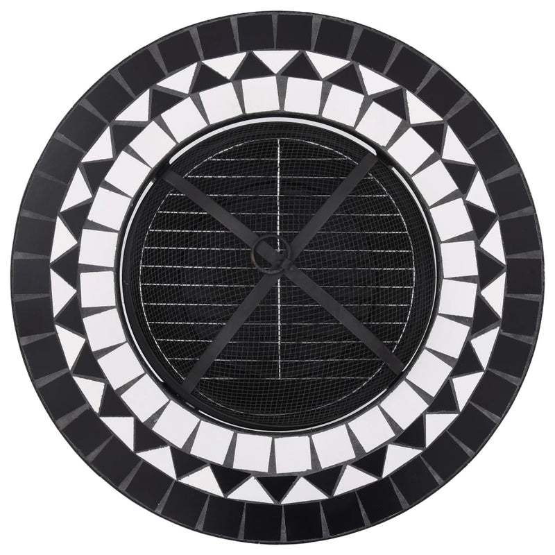 Dealsmate  Mosaic Fire Pit Table Black and White 68 cm Ceramic