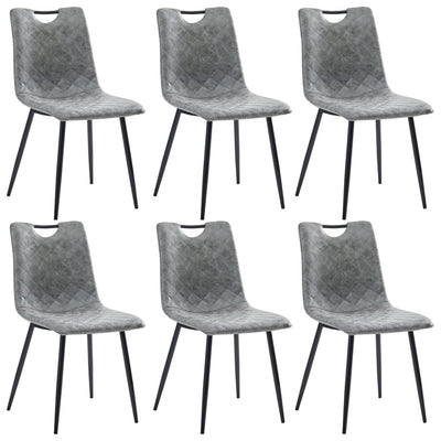 Dealsmate  Dining Chairs 6 pcs Dark Grey Faux Leather