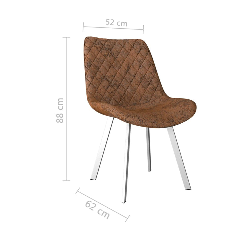 Dealsmate  Dining Chairs 2 pcs Brown Faux Suede Leather