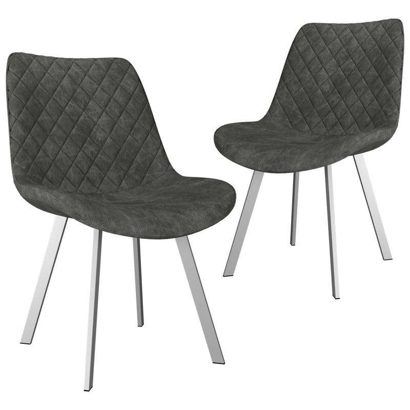 Dealsmate  Dining Chairs 2 pcs Grey Faux Suede Leather
