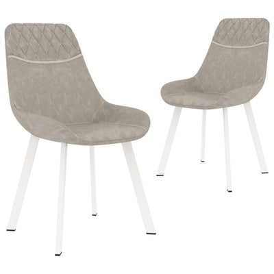 Dealsmate  Dining Chairs 2 pcs Light Grey Faux Leather