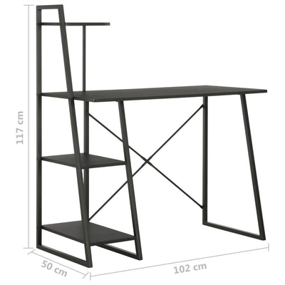 Dealsmate  Desk with Shelving Unit Black 102x50x117 cm