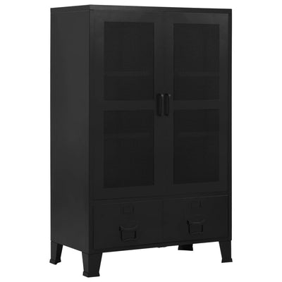 Dealsmate  Office Cabinet with Mesh Doors Industrial Black 75x40x120 cm Steel