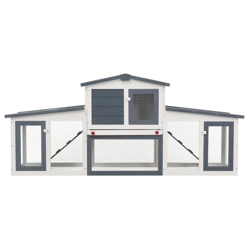 Dealsmate  Outdoor Large Rabbit Hutch Grey and White 204x45x85 cm Wood