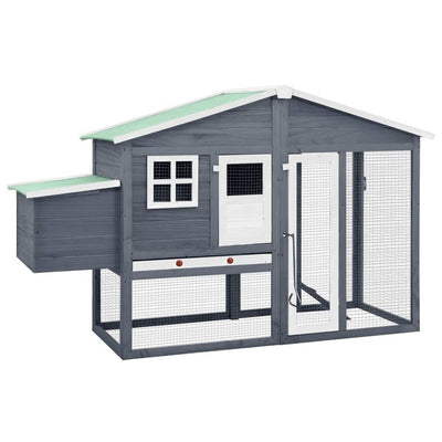 Dealsmate  Chicken Coop with Nest Box Grey and White Solid Fir Wood