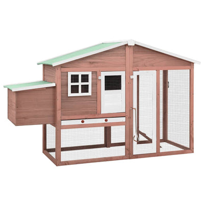 Dealsmate  Chicken Coop with Nest Box Mocha and White Solid Fir Wood