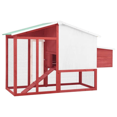 Dealsmate  Chicken Coop with Nest Box Red and White Solid Fir Wood