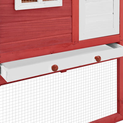 Dealsmate  Chicken Coop with Nest Box Red and White Solid Fir Wood