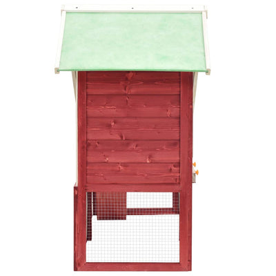 Dealsmate  Rabbit Hutch Red and White 140x63x120 cm Solid Firwood