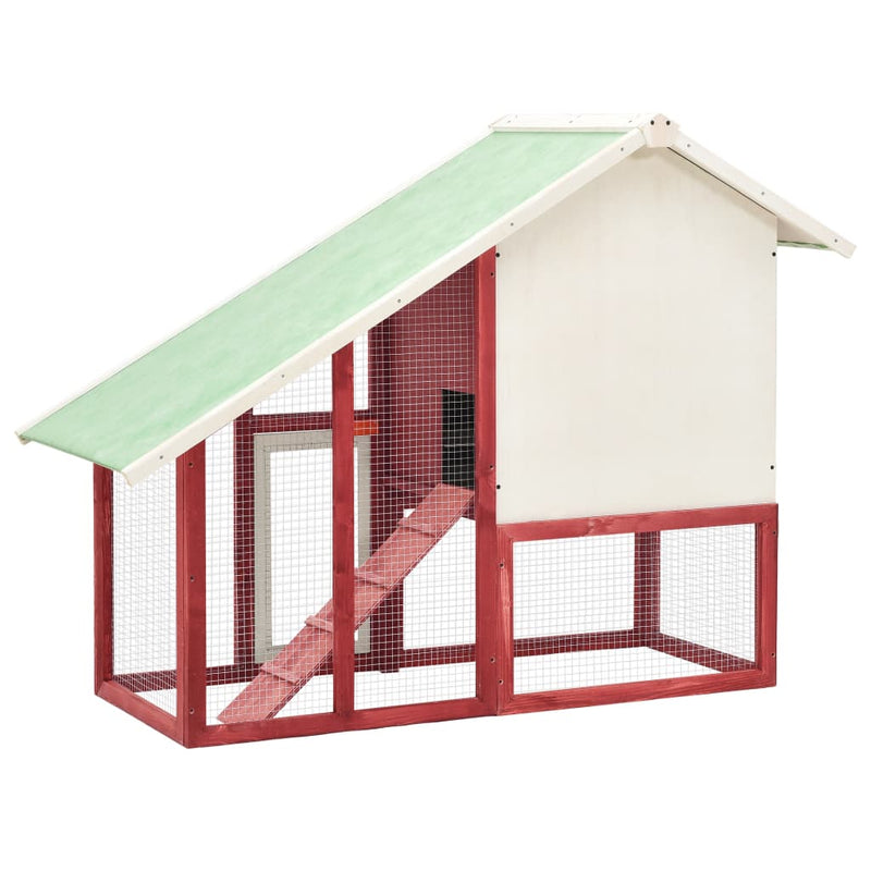 Dealsmate  Rabbit Hutch Red and White 140x63x120 cm Solid Firwood