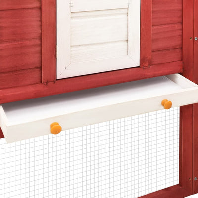Dealsmate  Outdoor Rabbit Hutch with Run Red and White Solid Fir Wood