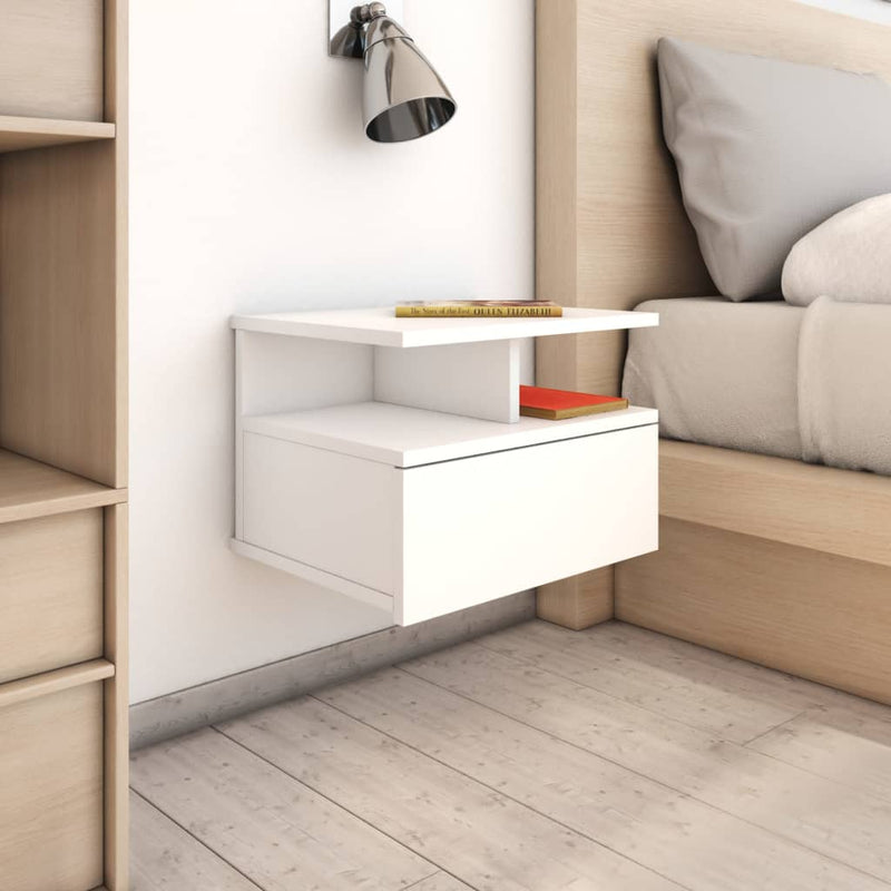 Dealsmate  Floating Nightstands 2 pcs White 40x31x27 cm Engineered Wood
