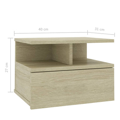 Dealsmate  Floating Nightstand Sonoma Oak 40x31x27 cm Engineered Wood
