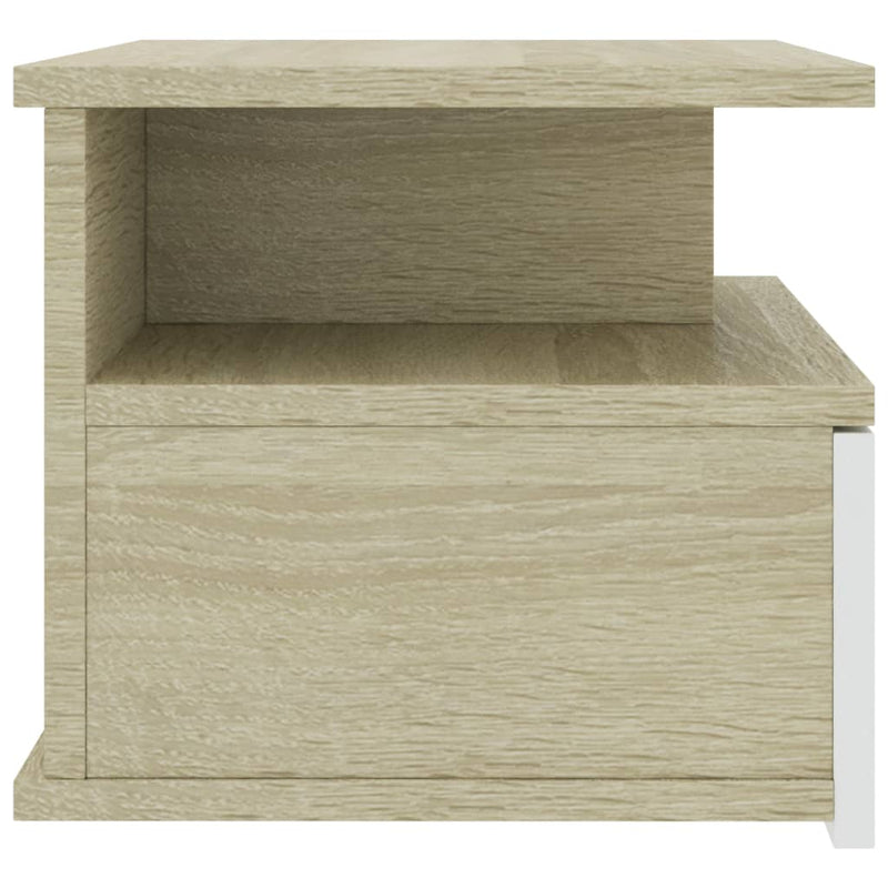 Dealsmate  Floating Nightstands 2 pcs White and Sonoma Oak 40x31x27 cm Engineered Wood