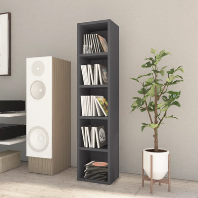 Dealsmate  CD Cabinet High Gloss Grey 21x16x93.5 cm Engineered Wood