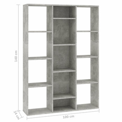 Dealsmate  Room Divider/Book Cabinet Concrete Grey 100x24x140 cm Chipboard
