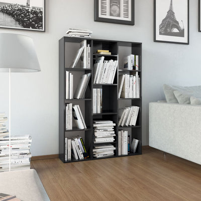 Dealsmate  Room Divider/Book Cabinet High Gloss Black 100x24x140 cm Chipboard