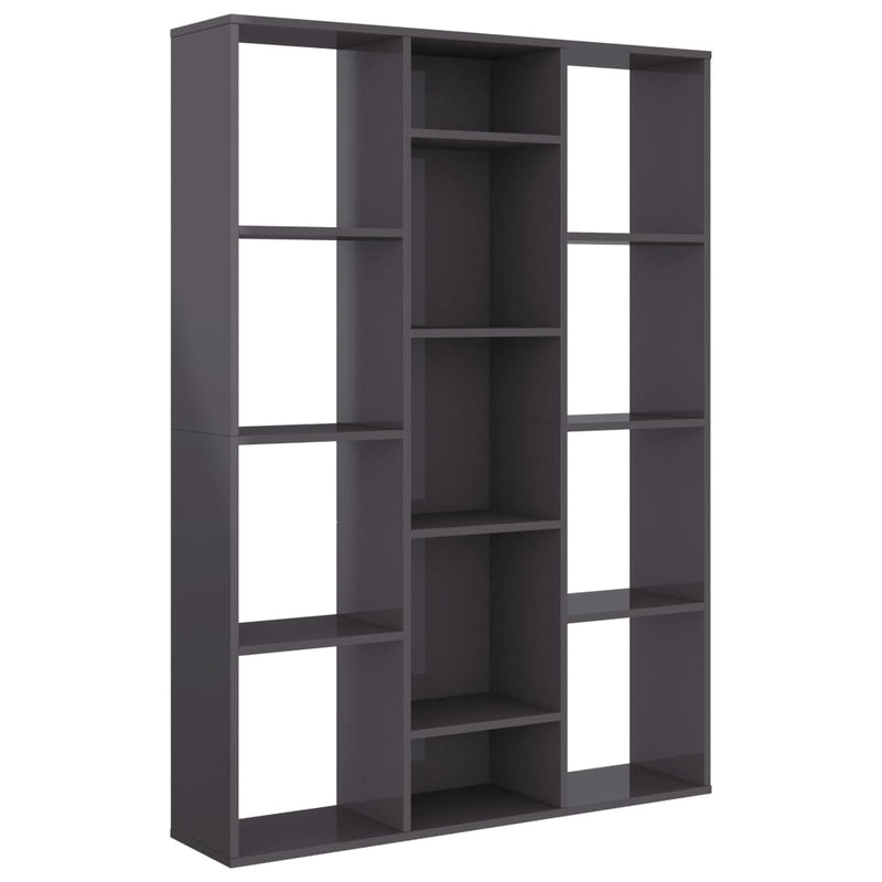 Dealsmate  Room Divider/Book Cabinet High Gloss Grey 100x24x140 cm Engineered Wood
