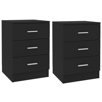 Dealsmate  Bedside Cabinets 2 pcs Black 38x35x56 cm Engineered Wood