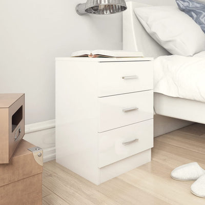 Dealsmate  Bedside Cabinet High Gloss White 38x35x56 cm Engineered Wood