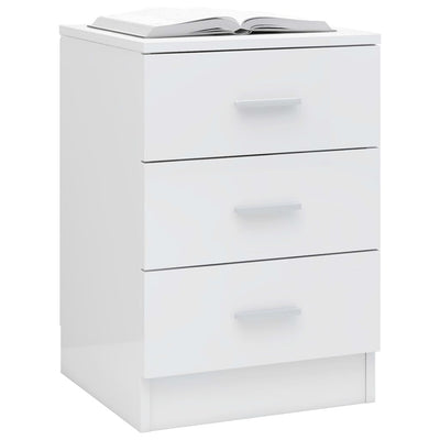 Dealsmate  Bedside Cabinets 2 pcs High Gloss White 38x35x56 cm Engineered Wood