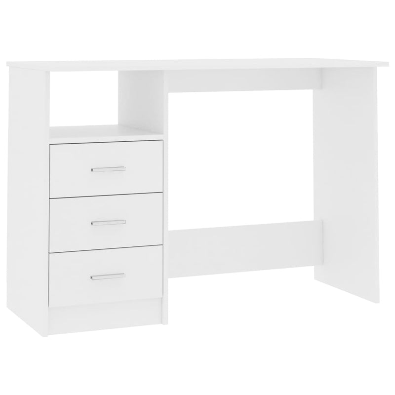 Dealsmate  Desk with Drawers White 110x50x76 cm Engineered Wood