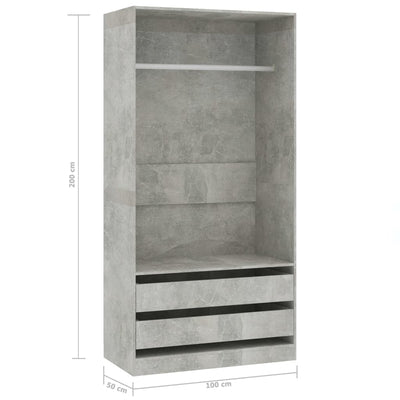Dealsmate  Wardrobe Concrete Grey 100x50x200 cm Engineered Wood