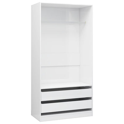 Dealsmate  Wardrobe High Gloss White 100x50x200 cm Chipboard
