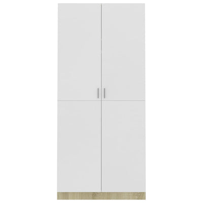 Dealsmate  Wardrobe White and Sonoma Oak 90x52x200 cm Chipboard