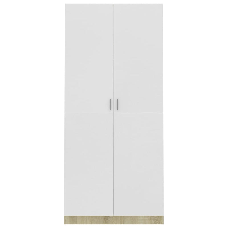 Dealsmate  Wardrobe White and Sonoma Oak 90x52x200 cm Chipboard