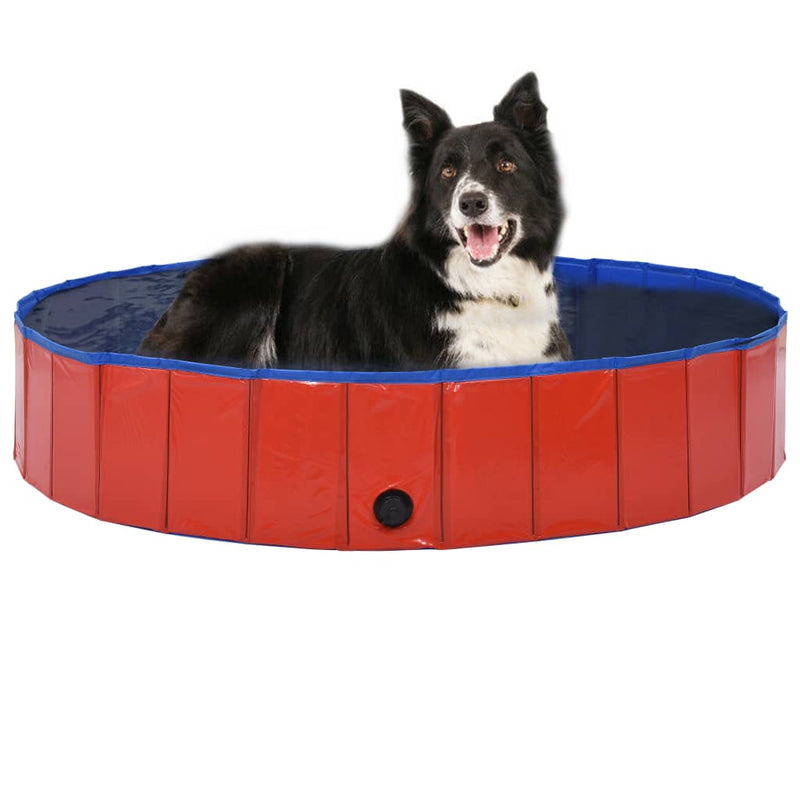 Dealsmate  Foldable Dog Swimming Pool Red 160x30 cm PVC