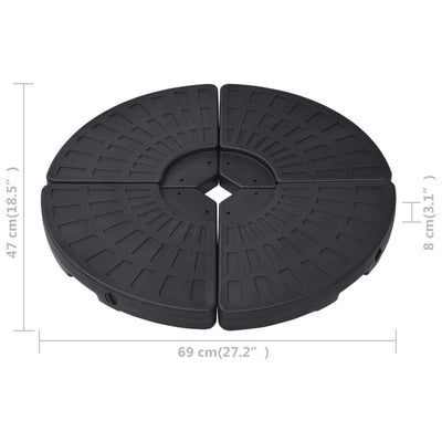Dealsmate  Umbrella Base Fan-shaped 4 pcs Black