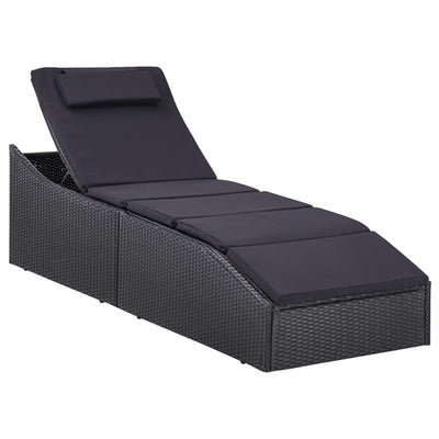 Dealsmate  Sunbed with Cushion Poly Rattan Black