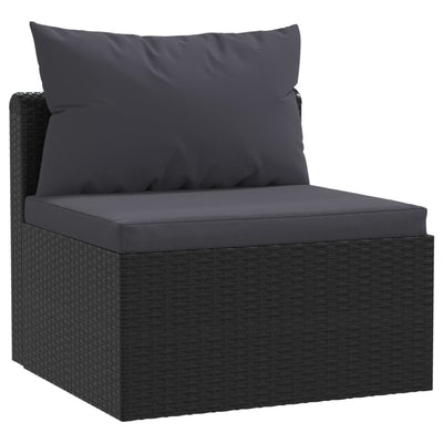 Dealsmate  5 Piece Garden Lounge Set with Cushions Poly Rattan Black