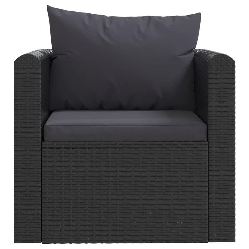 Dealsmate  Single Sofa with Cushions Poly Rattan Black