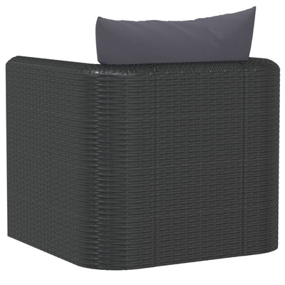 Dealsmate  Single Sofa with Cushions Poly Rattan Black