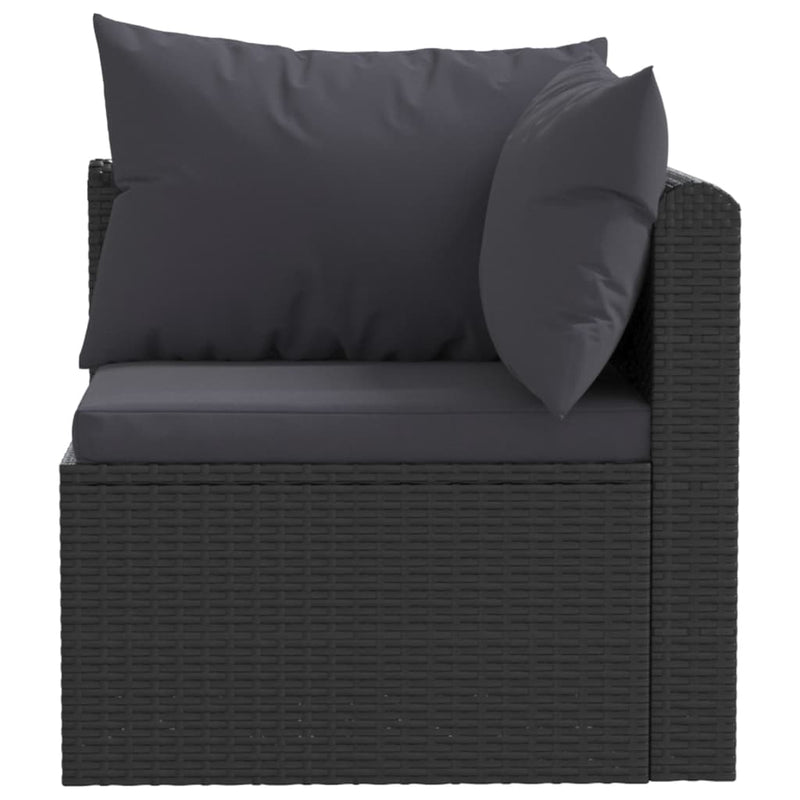 Dealsmate  2 Piece Garden Sofa Set with Cushions Poly Rattan Black