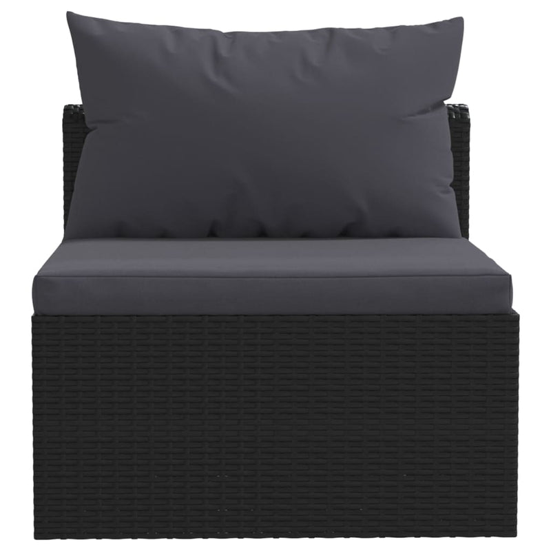 Dealsmate  3 Piece Garden Sofa Set with Cushions Poly Rattan Black