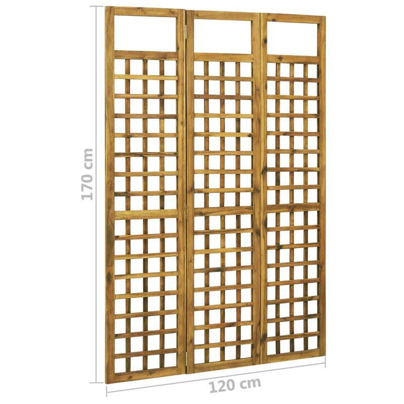 Dealsmate  3-Panel Room Divider/Trellis Solid Acacia Wood 120x170 cm