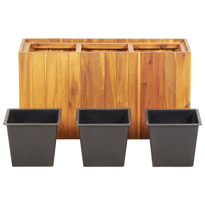 Dealsmate  Garden Raised Bed with 3 Pots Solid Acacia Wood
