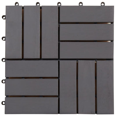 Dealsmate  Decking Tiles 10 pcs Grey Wash 30x30 cm Solid Acacia Wood