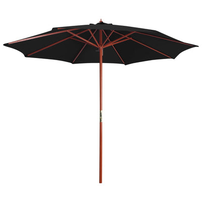 Dealsmate  Parasol with Wooden Pole 300x258 cm Black