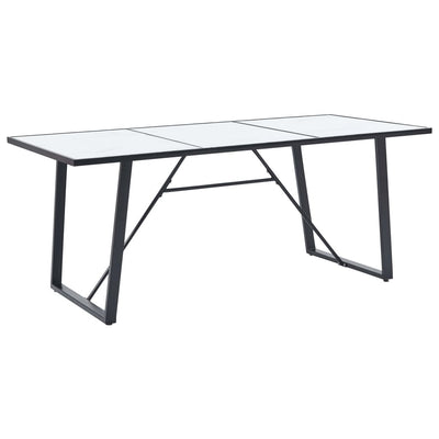Dealsmate  Dining Table White 180x90x75 cm Tempered Glass