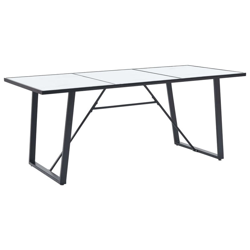 Dealsmate  Dining Table White 200x100x75 cm Tempered Glass