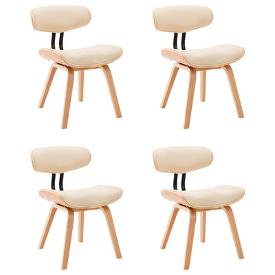 Dealsmate  Dining Chairs 4 pcs Cream Bent Wood and Faux Leather